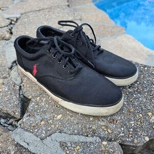 Polo Ralph‎ Lauren Vaughn Black Red Dotted Mesh Casual Sneakers Shoes Mens 12D